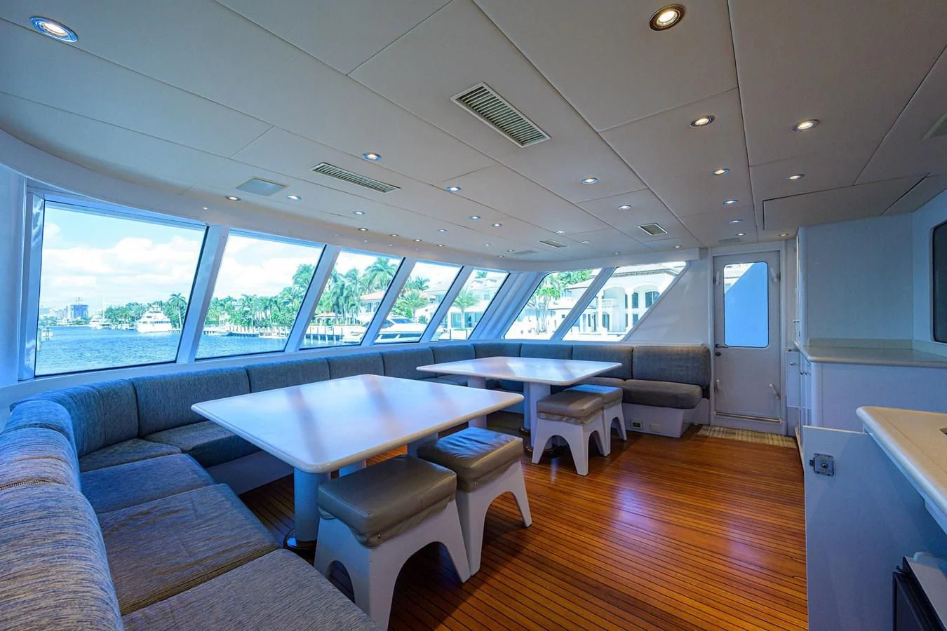 a room with a couch and a table aboard OUR WAY Yacht for Sale