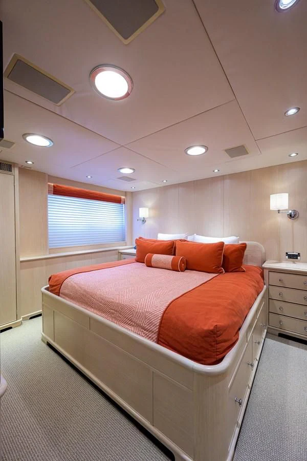 a bed in a room aboard OUR WAY Yacht for Sale