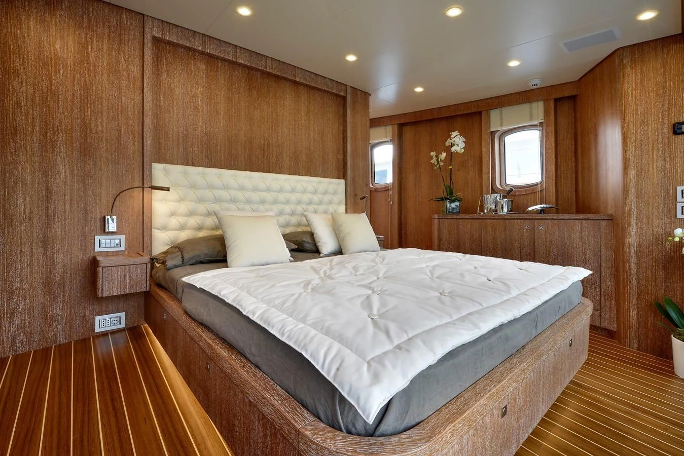 a bed in a room aboard BULLY Yacht for Sale