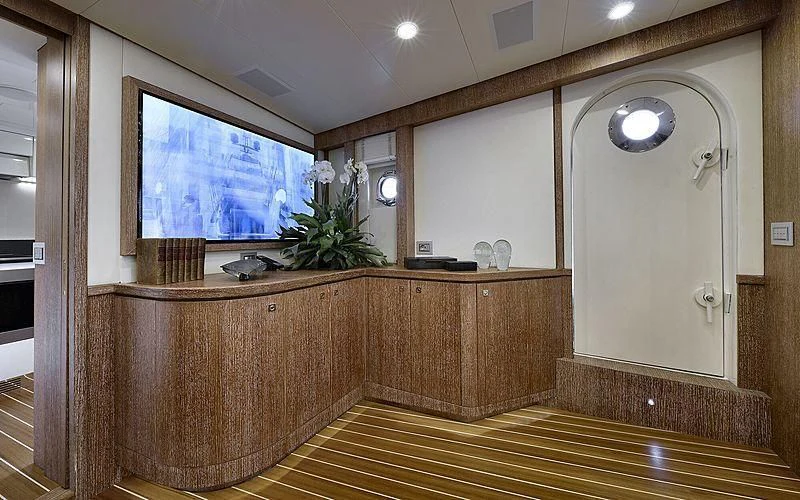 a kitchen with a large mirror aboard BULLY Yacht for Sale