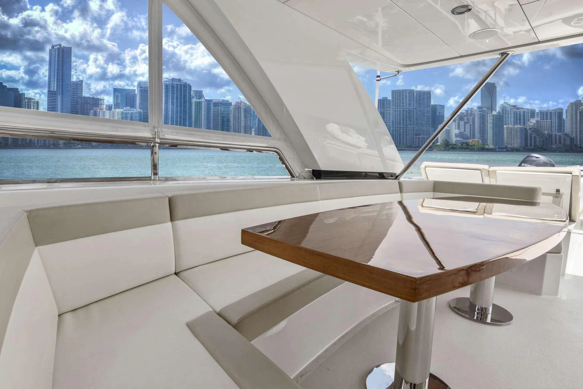 a room with a view of a city and a body of water aboard OCEAN ROSE Yacht for Sale
