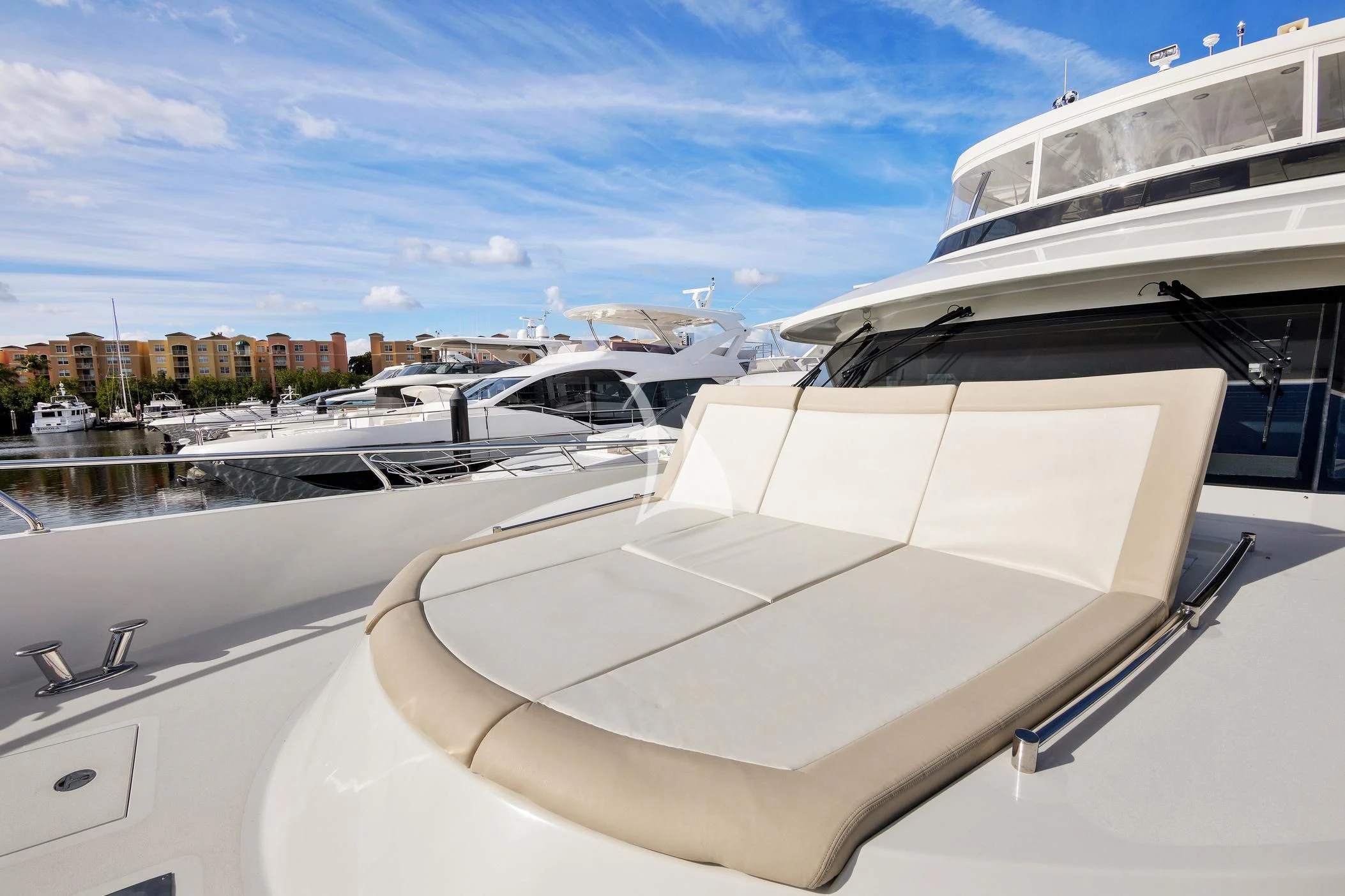 a group of boats in a harbor aboard OCEAN ROSE Yacht for Sale