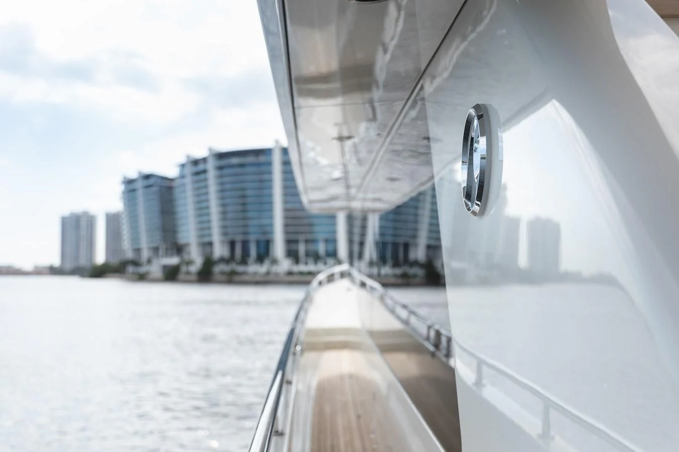 a view of a city from the cockpit of a plane aboard OCEAN ROSE Yacht for Sale