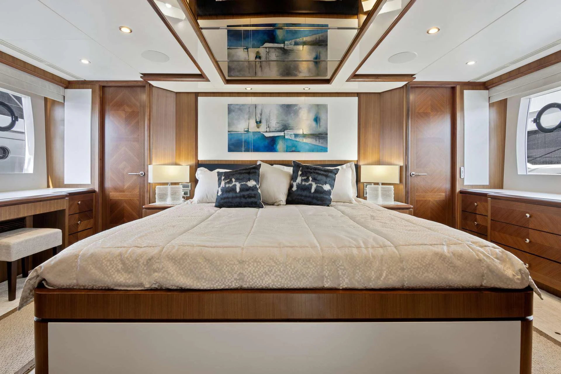 a bed with a large bed aboard OCEAN ROSE Yacht for Sale
