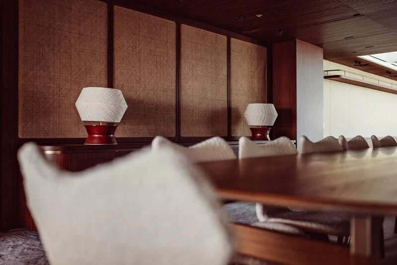 a bed with a white pillow aboard ARTEXPLORER Yacht for Sale