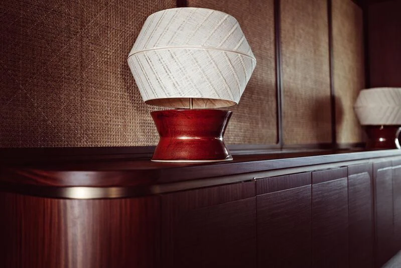 a lamp on a counter aboard ARTEXPLORER Yacht for Sale