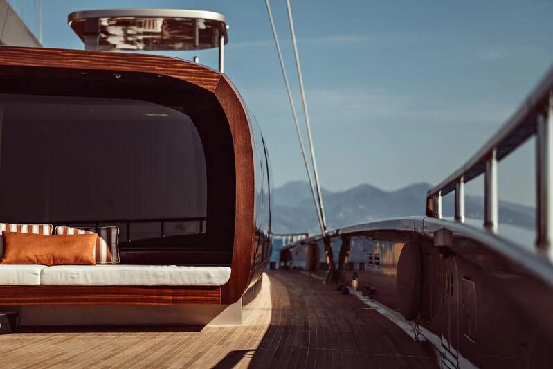 a dog sits in the back of a truck aboard ARTEXPLORER Yacht for Sale