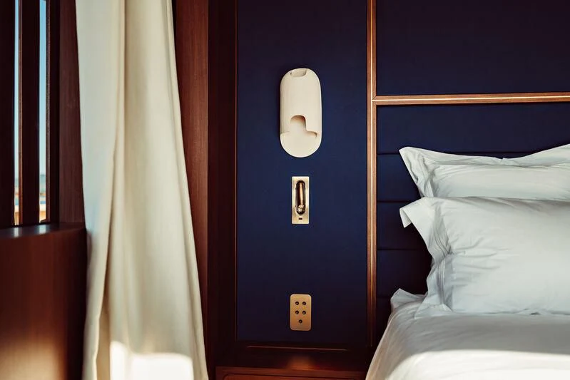 a blue door in a room aboard ARTEXPLORER Yacht for Sale