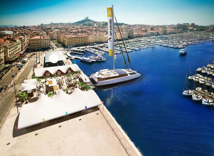 a city next to a body of water aboard ARTEXPLORER Yacht for Sale
