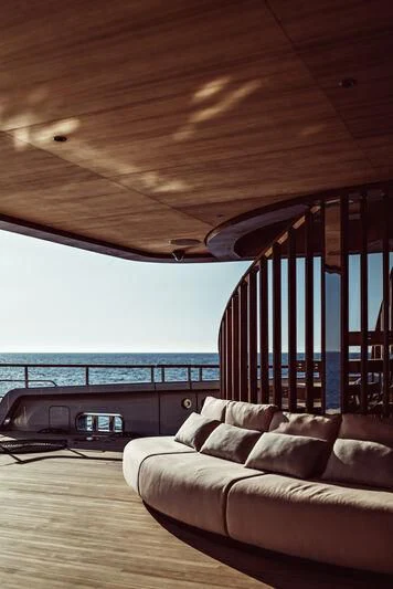 a bed on a deck aboard ARTEXPLORER Yacht for Sale