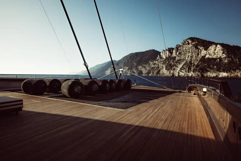 a row of cannon on a road aboard ARTEXPLORER Yacht for Sale