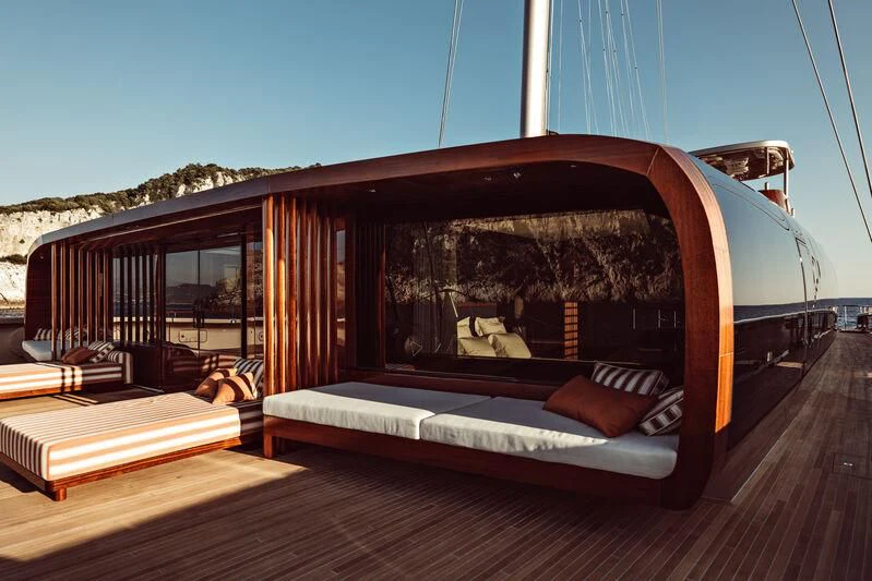 a fireplace in a house aboard ARTEXPLORER Yacht for Sale