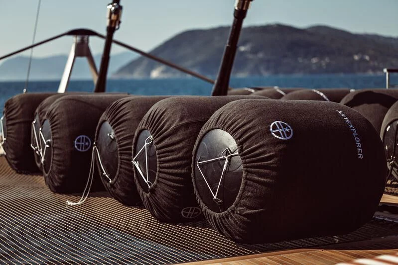 a large wooden barrel aboard ARTEXPLORER Yacht for Sale