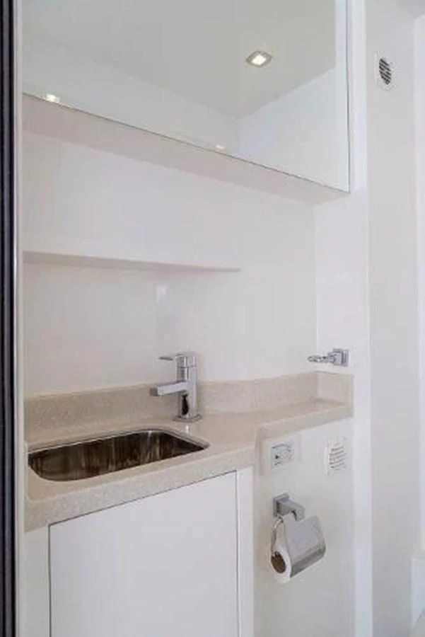 a sink and a toilet in a bathroom aboard HAMPTON EURO 830 Yacht for Sale