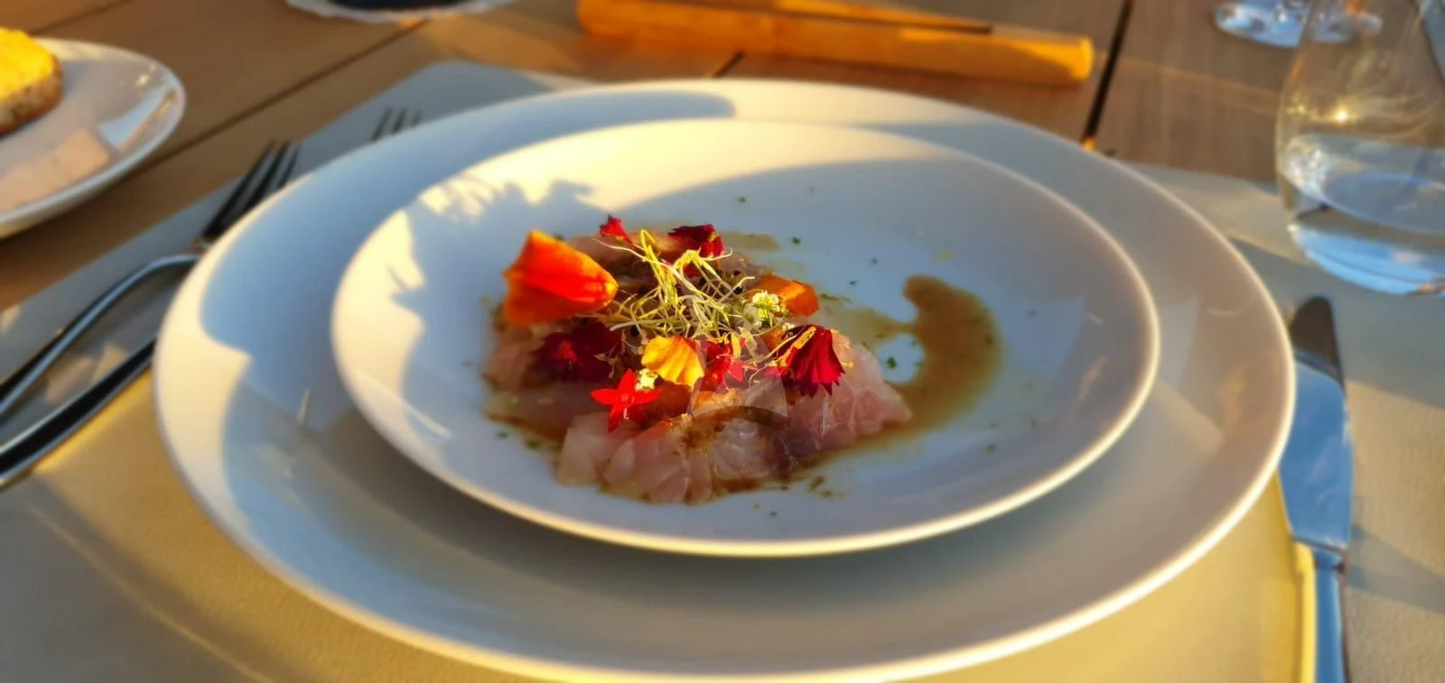 a plate of food aboard REINE D'AZUR Yacht for Sale