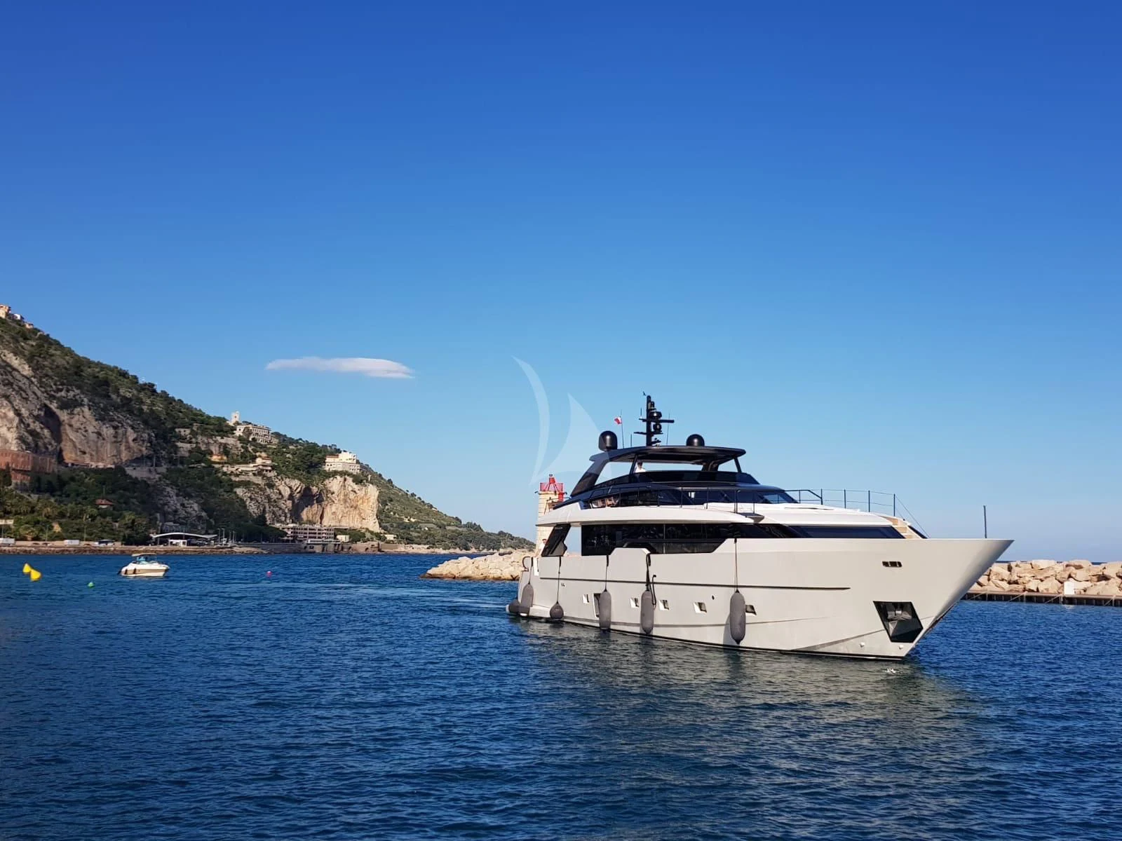 a boat in the water aboard REINE D'AZUR Yacht for Sale