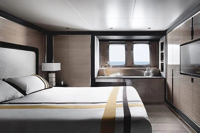 a bed in a room aboard REINE D'AZUR Yacht for Sale