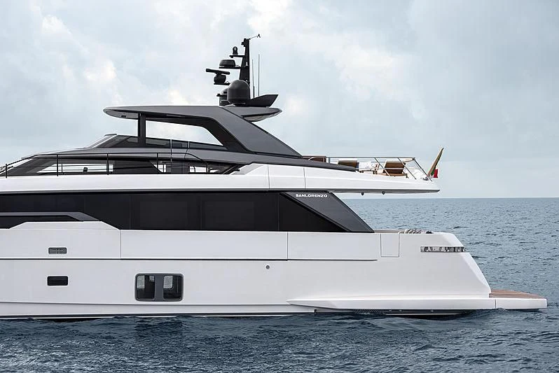 a white yacht in the water aboard REINE D'AZUR Yacht for Sale