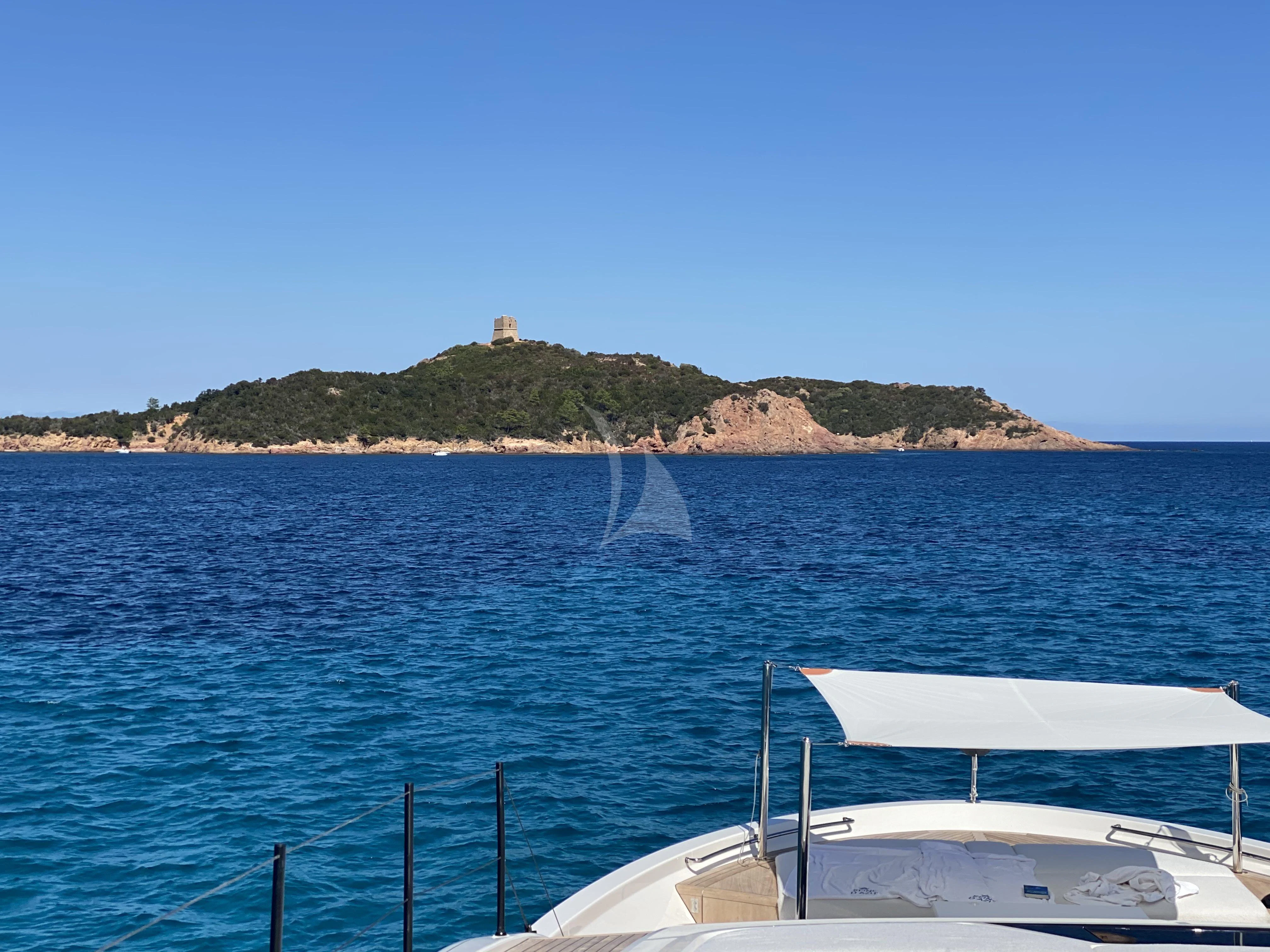 a boat on the water aboard REINE D'AZUR Yacht for Sale