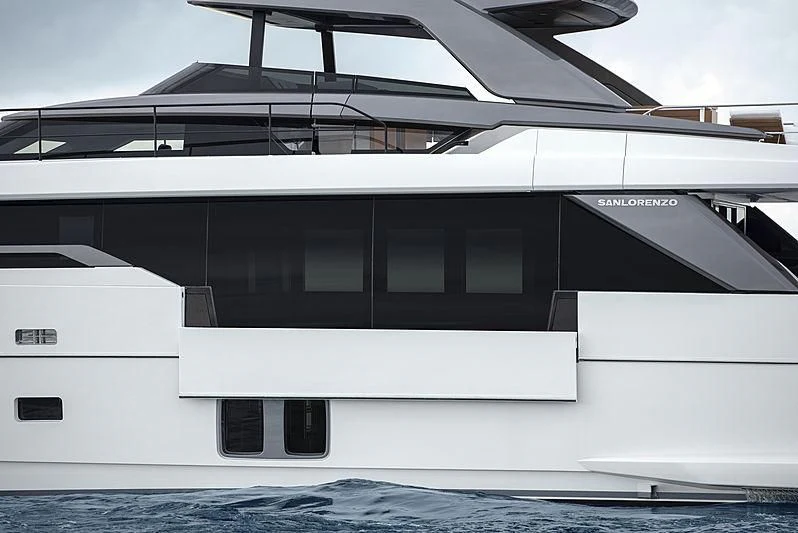 a large white boat aboard REINE D'AZUR Yacht for Sale