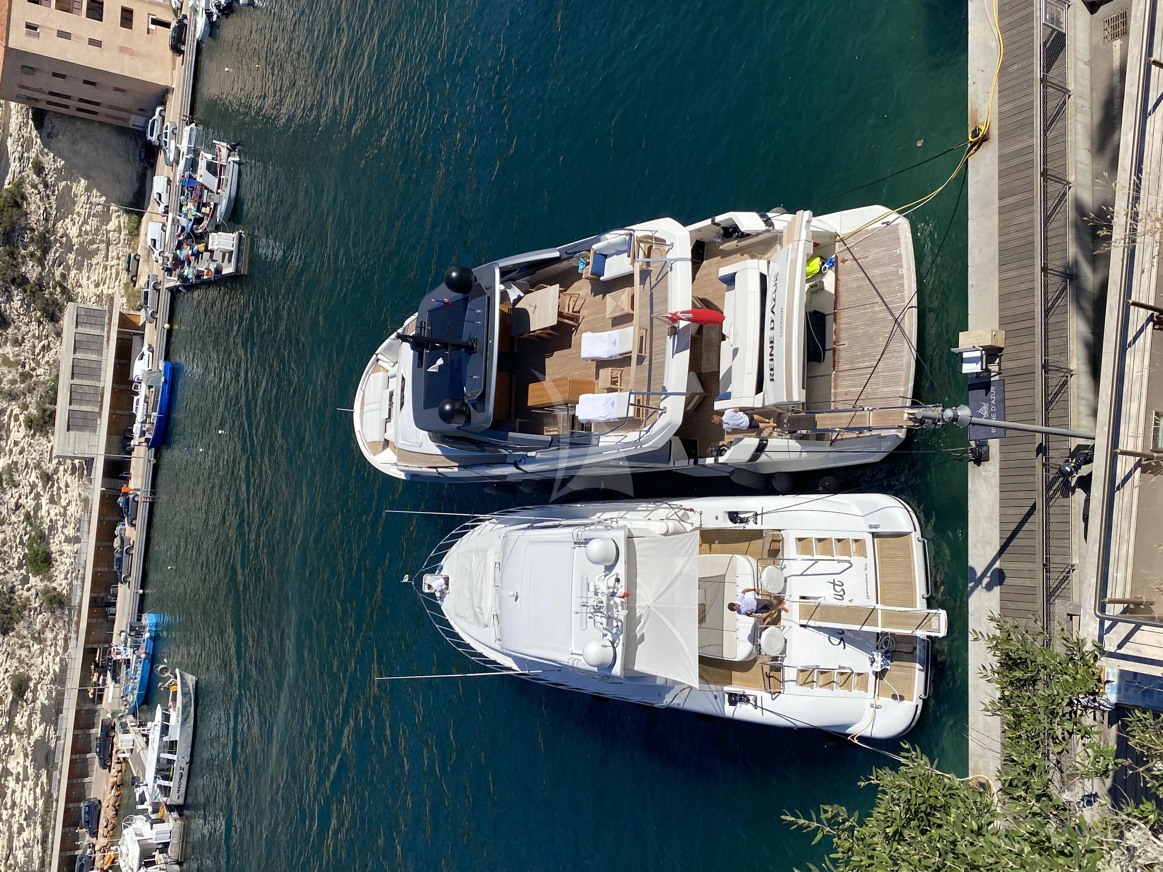 a boat on the water aboard REINE D'AZUR Yacht for Sale