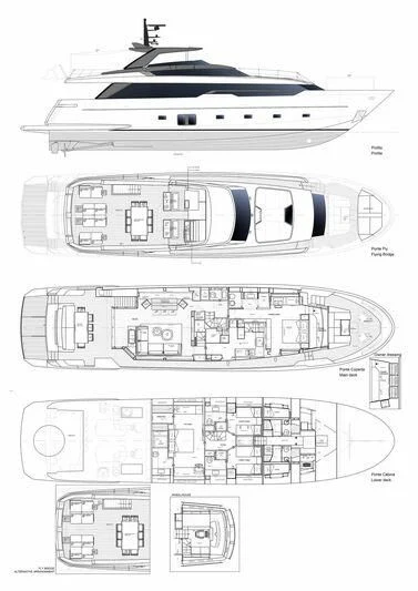 diagram, engineering drawing aboard REINE D'AZUR Yacht for Sale