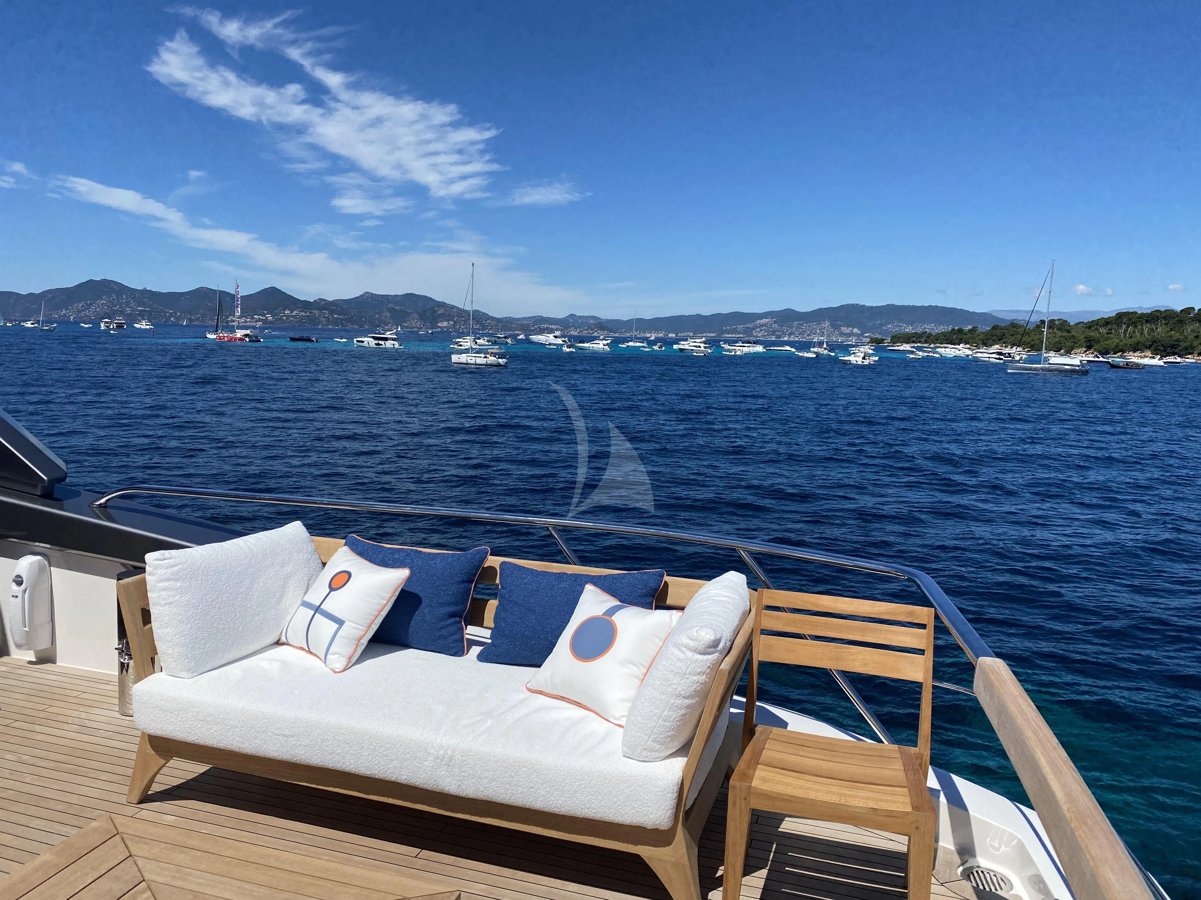 a boat on the water aboard REINE D'AZUR Yacht for Sale
