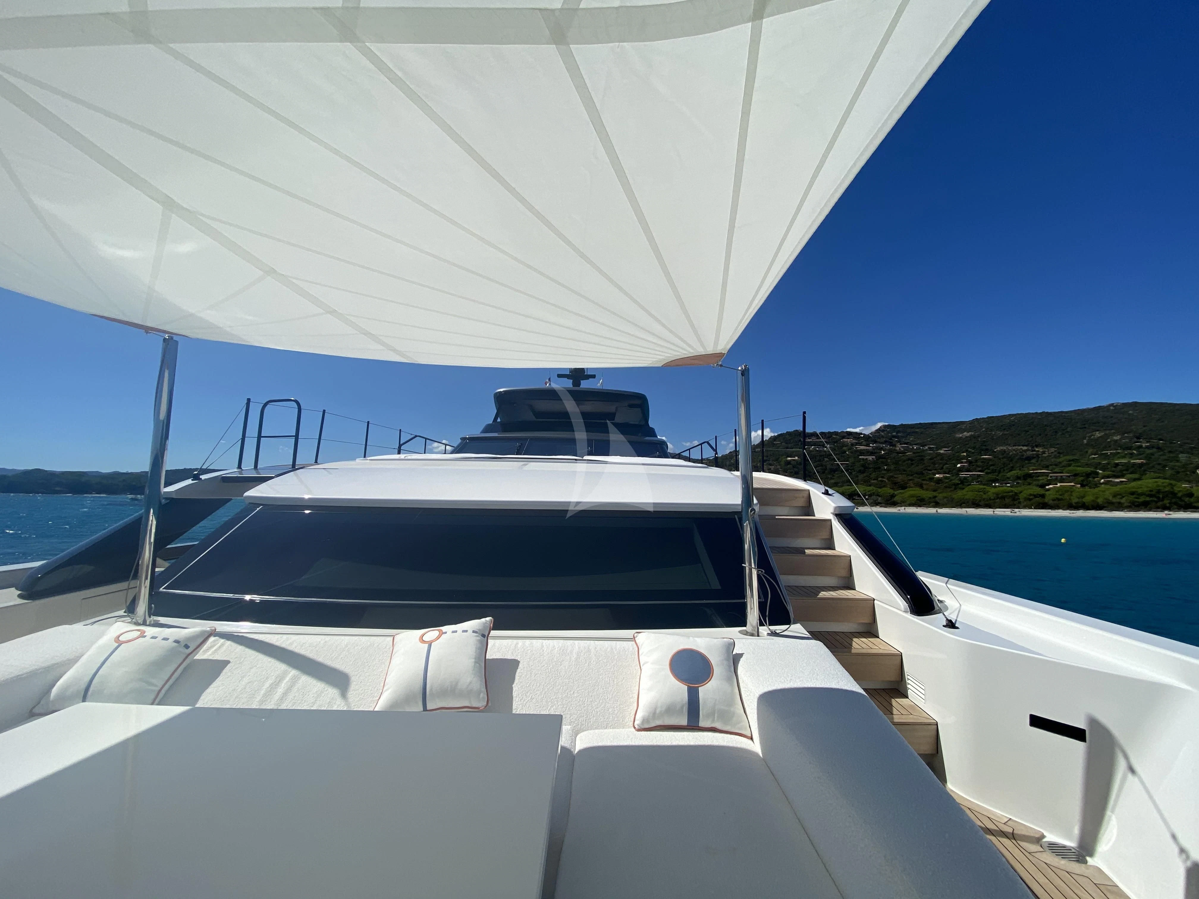 a boat on the water aboard REINE D'AZUR Yacht for Sale