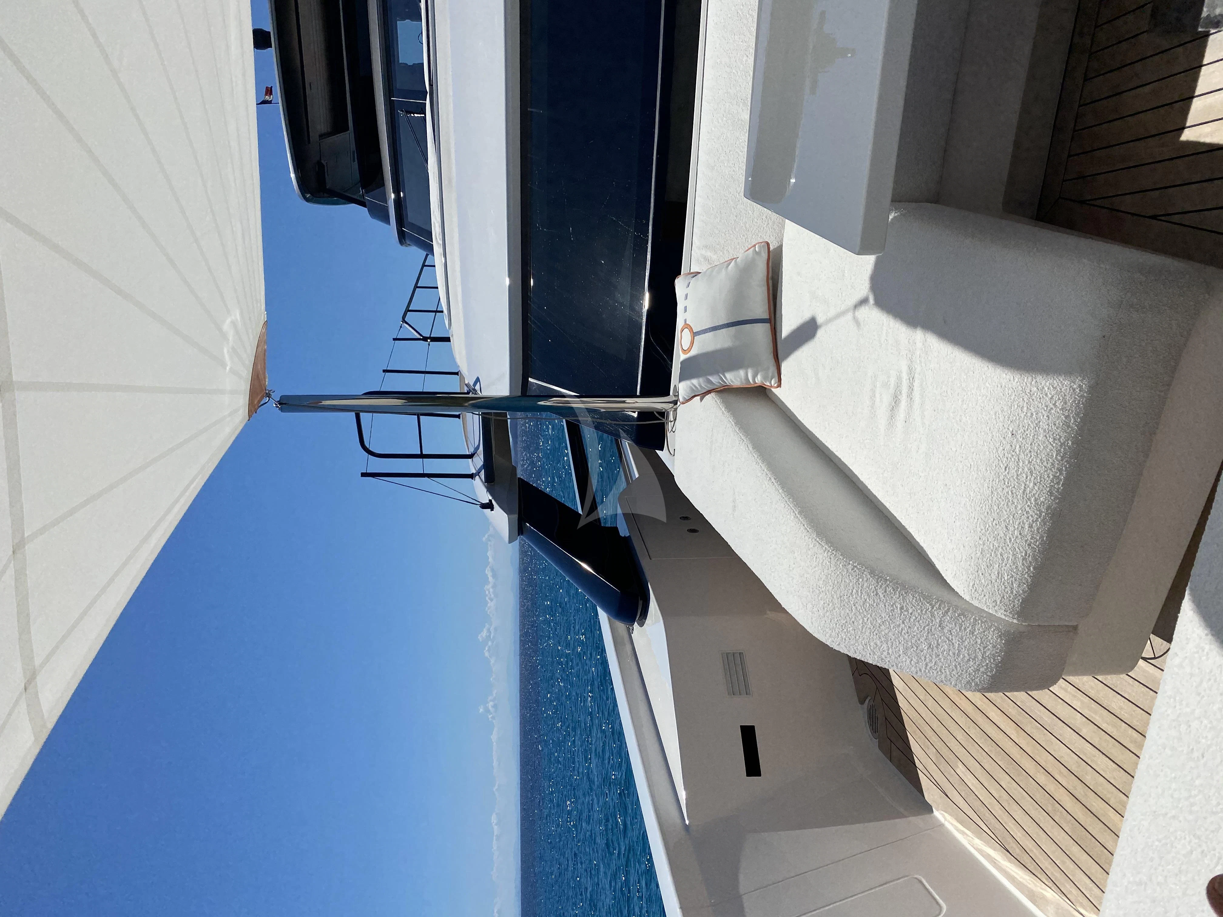a white building with a tower aboard REINE D'AZUR Yacht for Sale