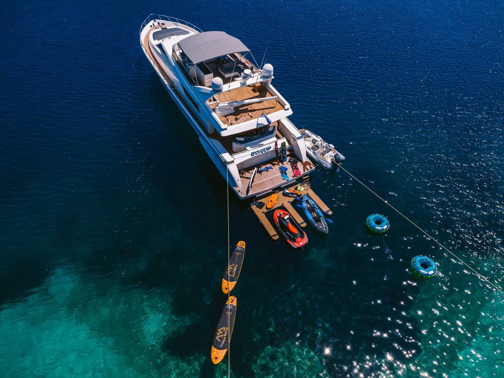 a boat on the water aboard OXYGEN 8 Yacht for Charter