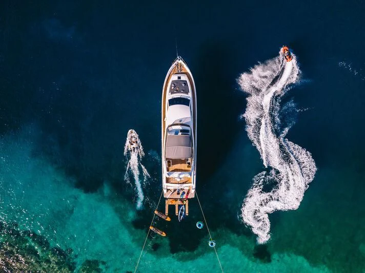 a space shuttle in space aboard OXYGEN 8 Yacht for Charter