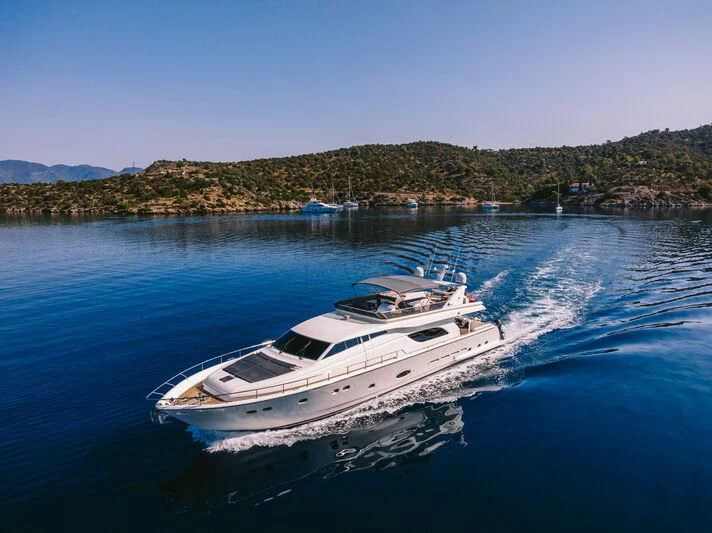 a white yacht on the water aboard OXYGEN 8 Yacht for Charter