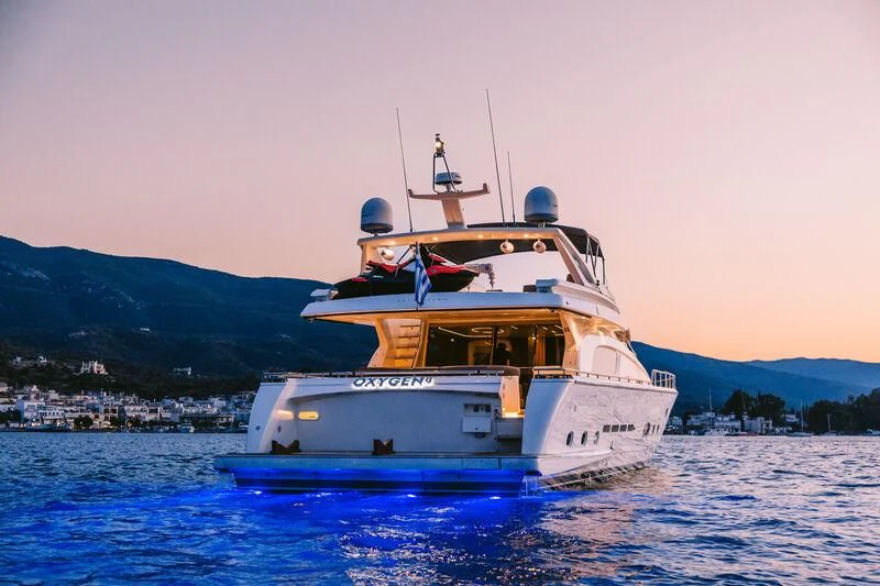 a boat in the water aboard OXYGEN 8 Yacht for Charter