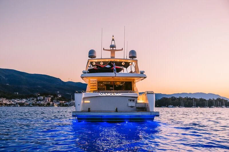 a boat in the water aboard OXYGEN 8 Yacht for Charter