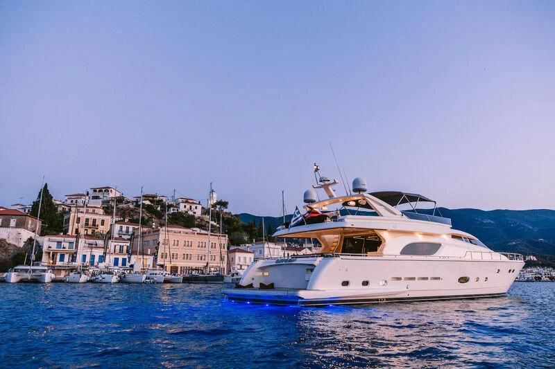 a group of boats in a harbor aboard OXYGEN 8 Yacht for Charter