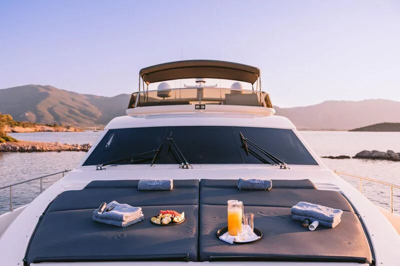 a boat on a lake aboard OXYGEN 8 Yacht for Charter