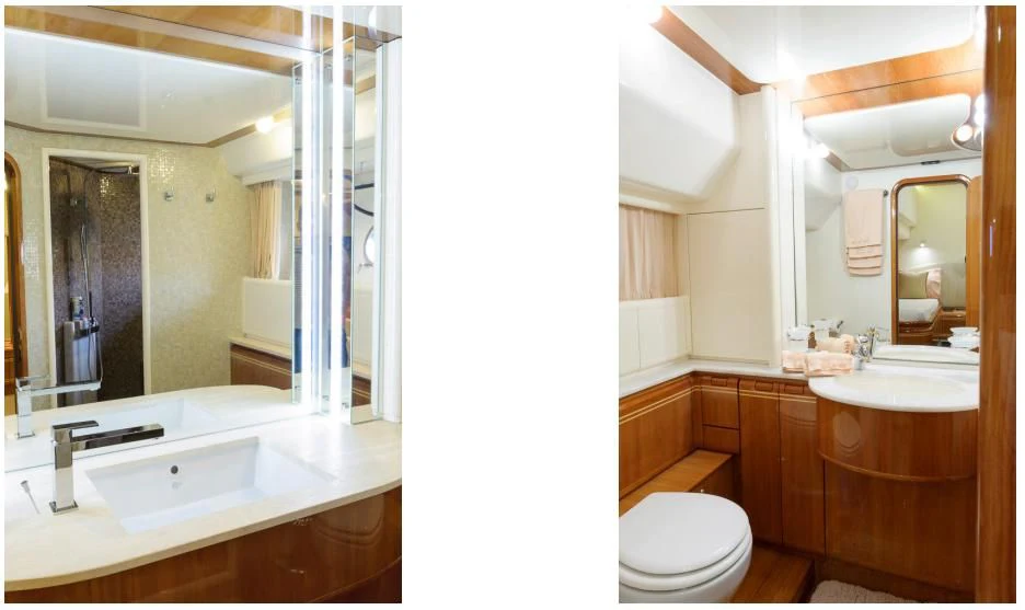 a bathroom with a sink and a toilet aboard OXYGEN 8 Yacht for Charter