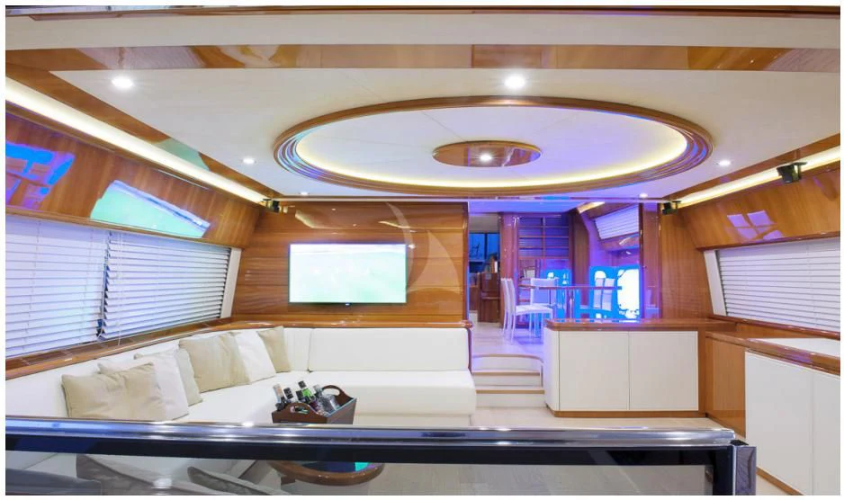 a room with a large glass ceiling aboard OXYGEN 8 Yacht for Charter