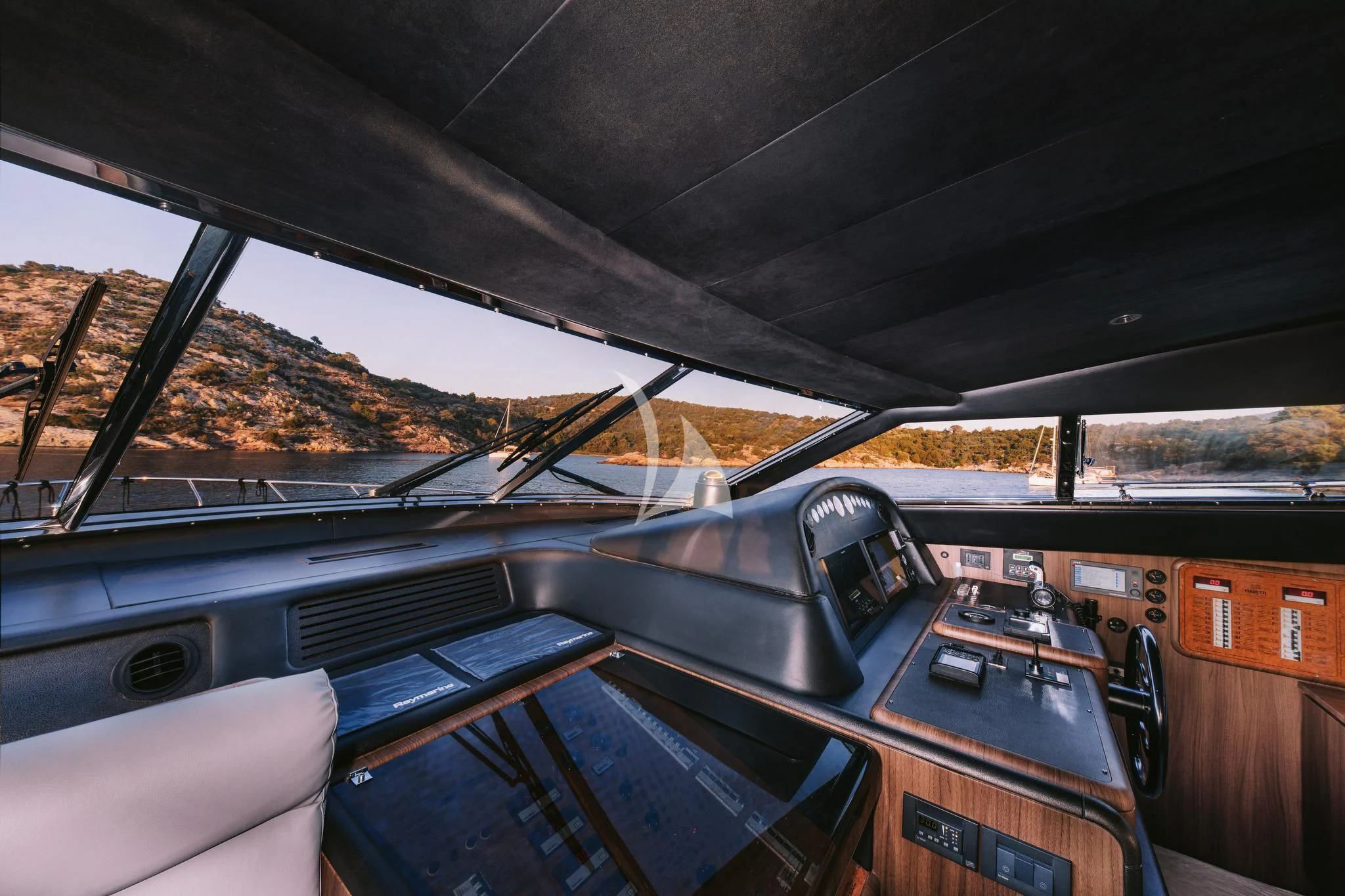 inside of a car aboard OXYGEN 8 Yacht for Charter