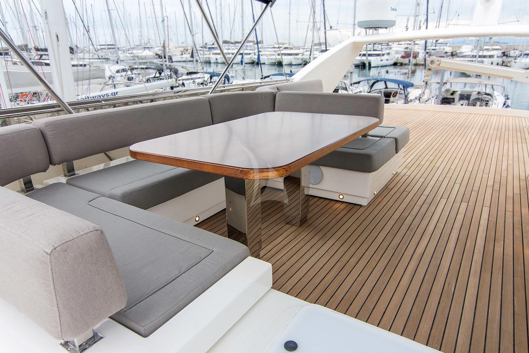 a table on a deck aboard OXYGEN 8 Yacht for Charter