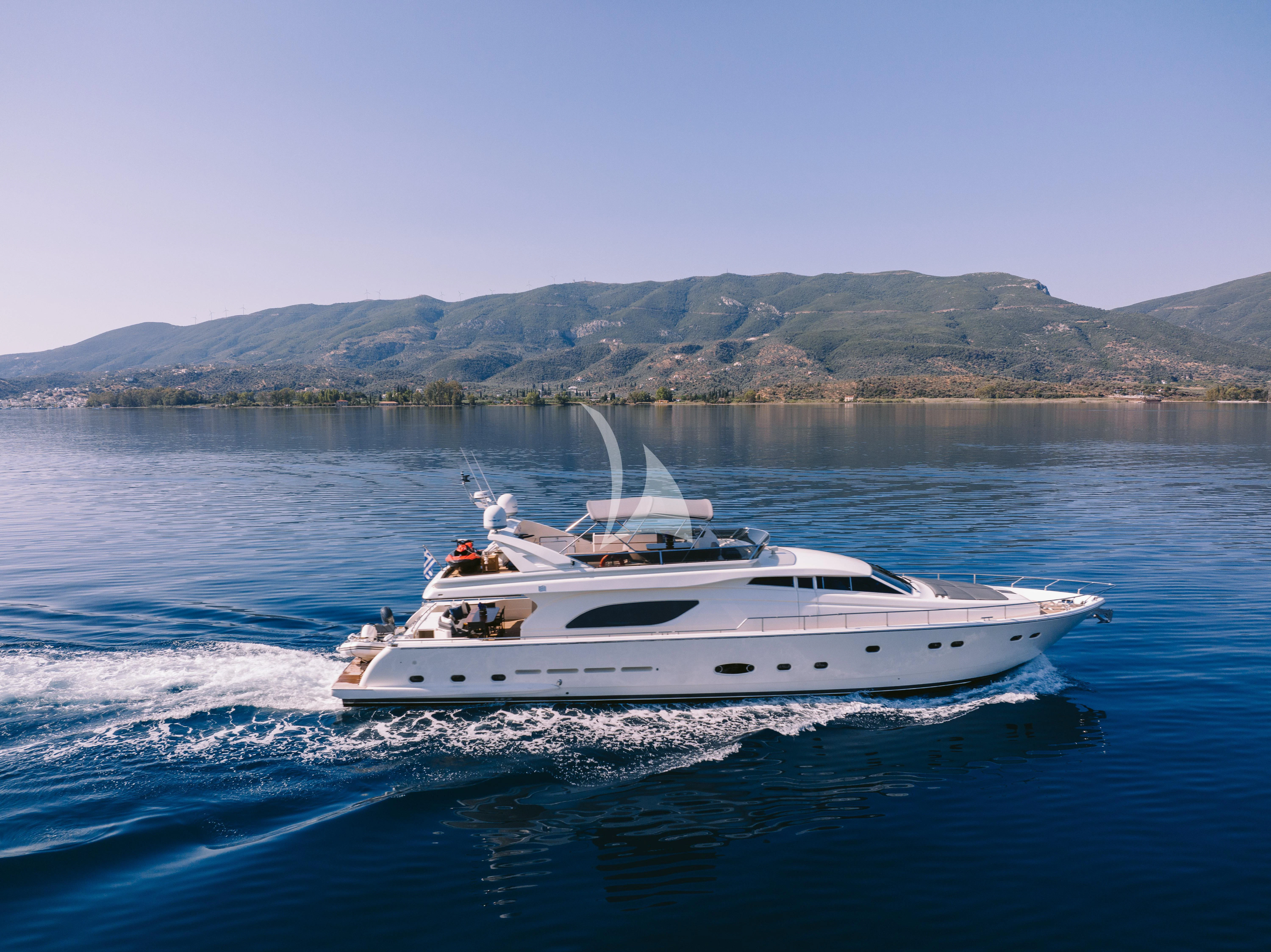 a white yacht on the water aboard OXYGEN 8 Yacht for Charter