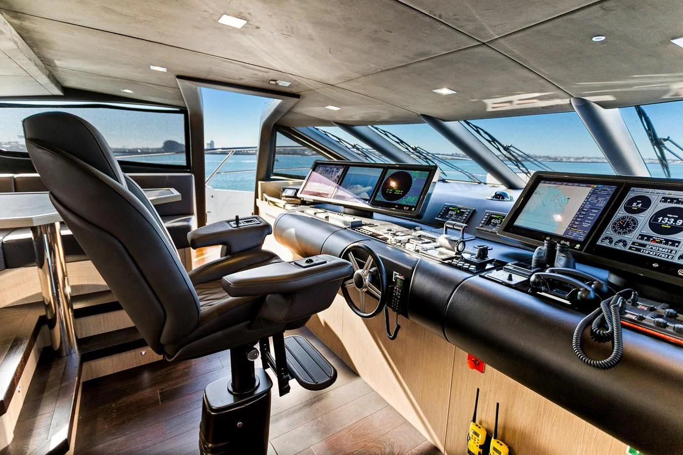 inside of a control room aboard SUNSET Yacht for Sale