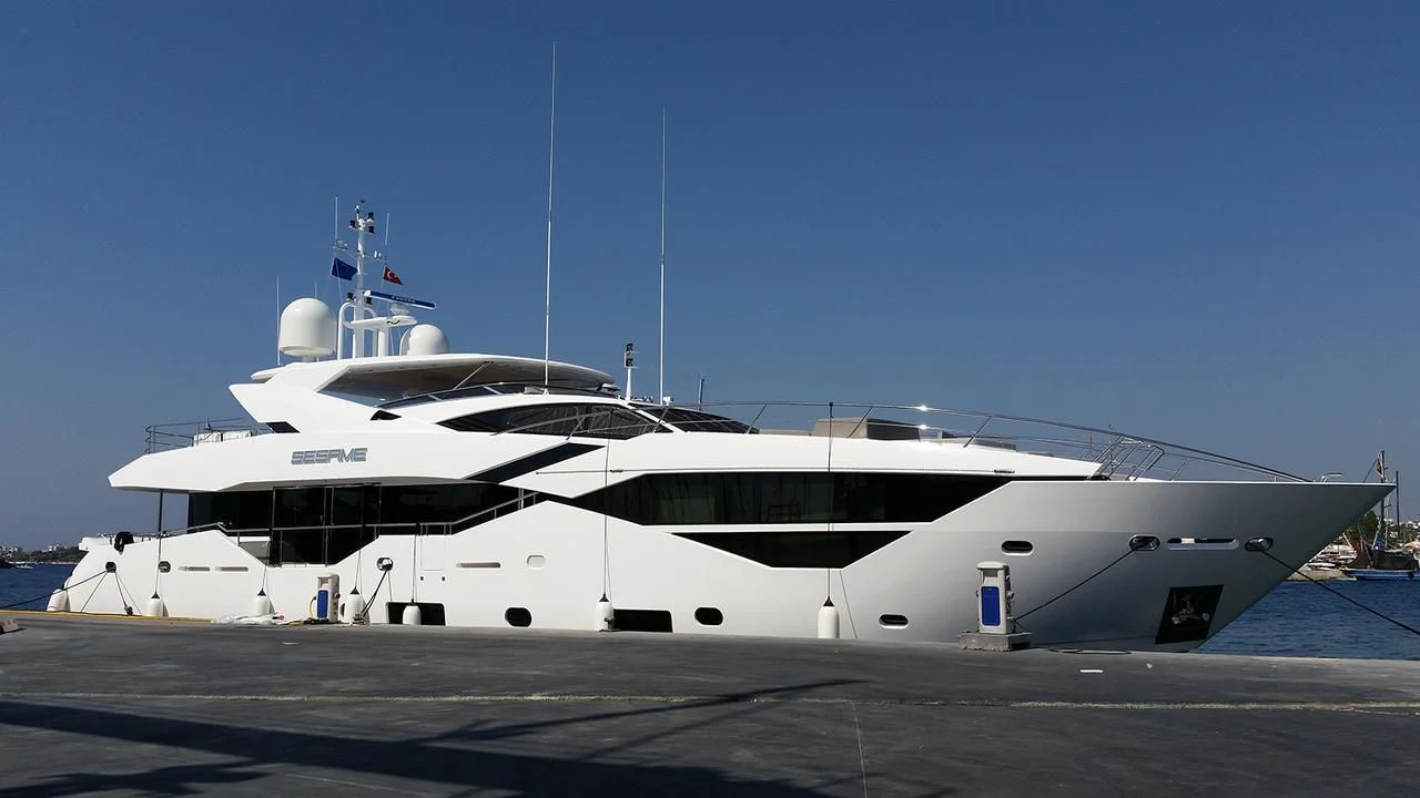 a large white yacht aboard SUNSET Yacht for Sale