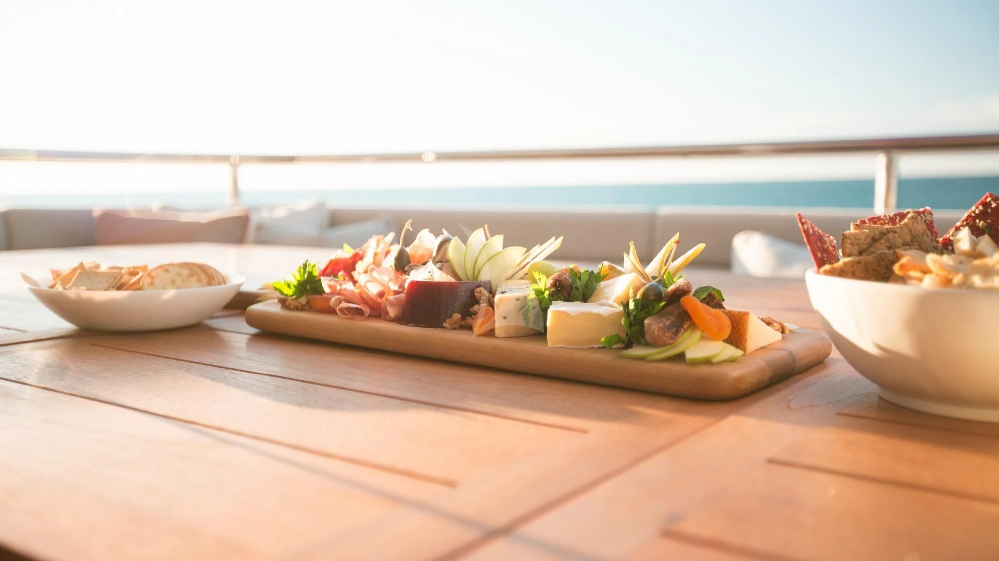 a plate of food aboard SUNSET Yacht for Sale
