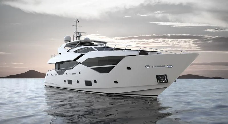 a white yacht in the water aboard SUNSET Yacht for Sale
