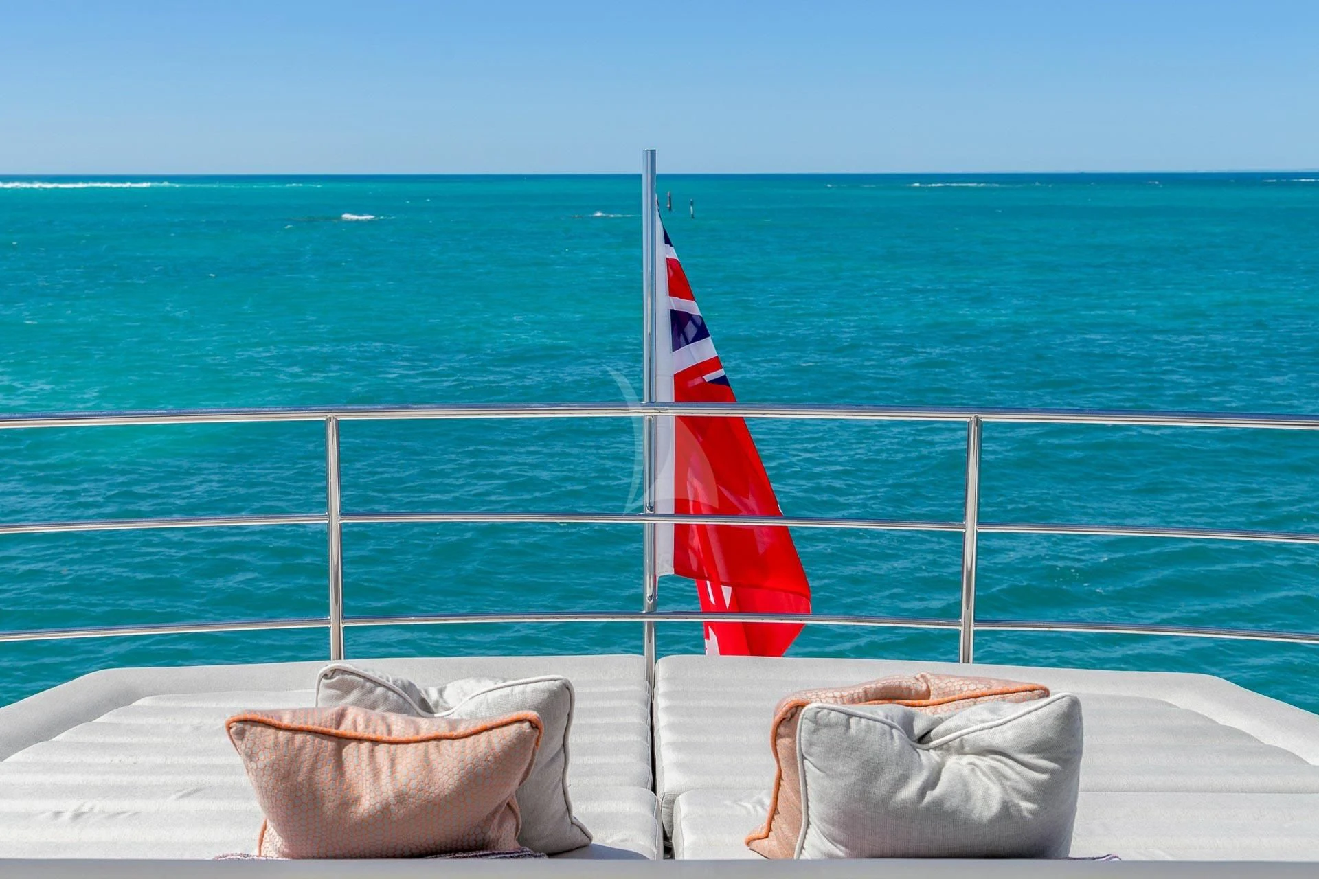 a flag on a boat aboard SUNSET Yacht for Sale