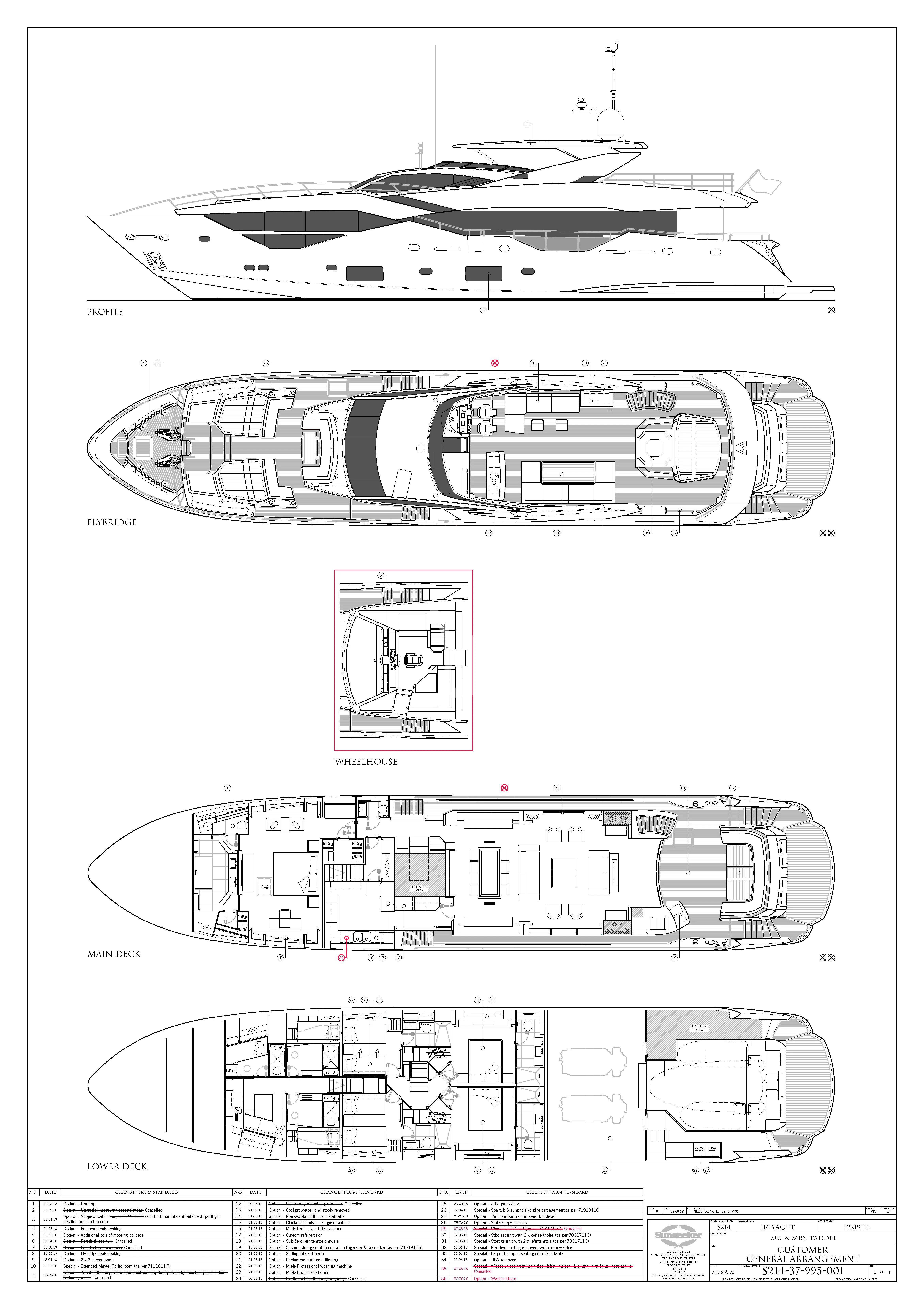 diagram aboard SUNSET Yacht for Sale