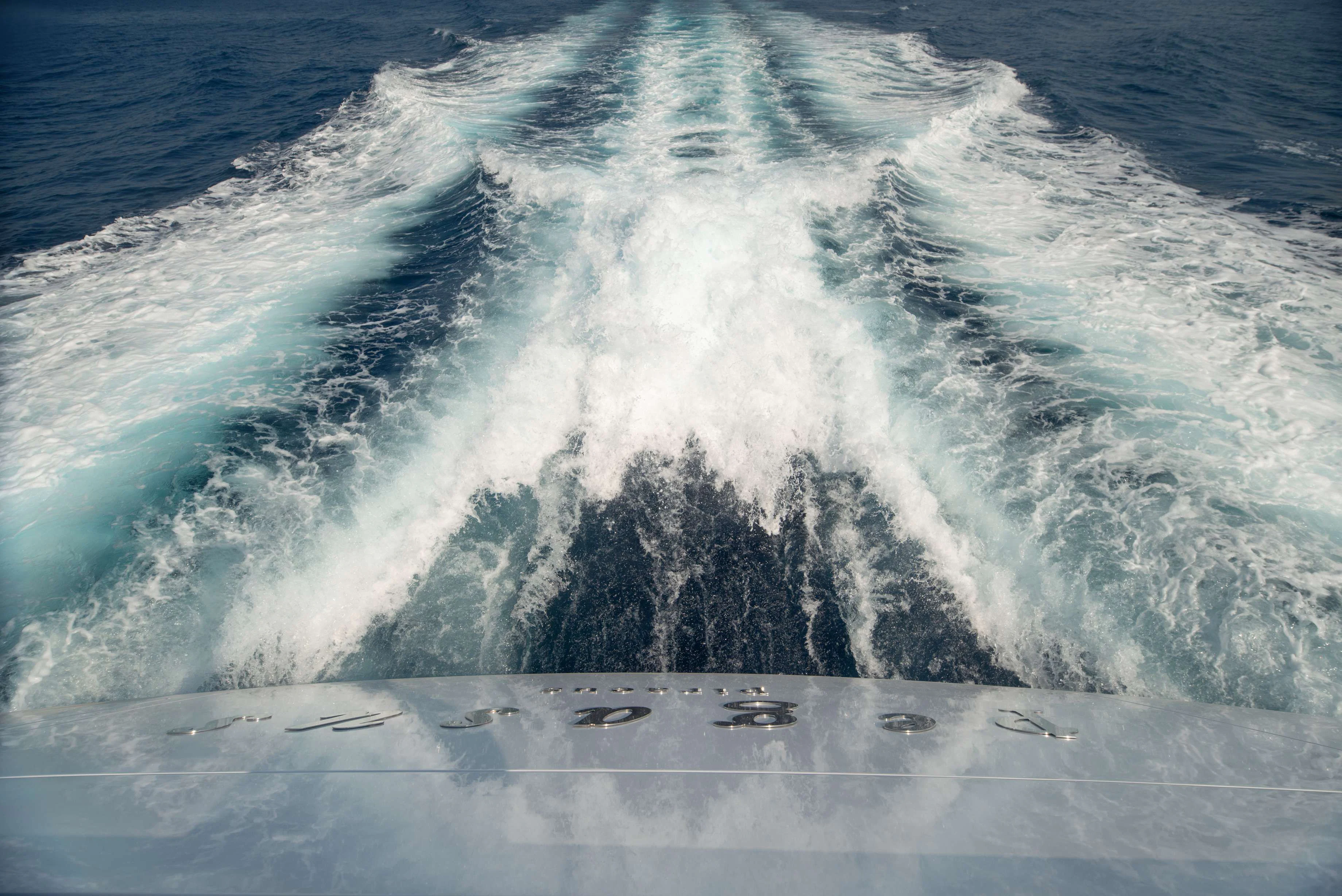 a wave crashing on a dock aboard PEGASUS Yacht for Charter