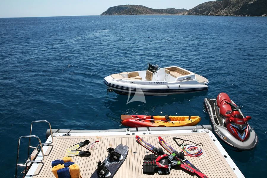 boats on a dock aboard PEGASUS Yacht for Charter