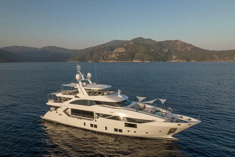 a white yacht on the water aboard ELIZABETH Yacht for Sale
